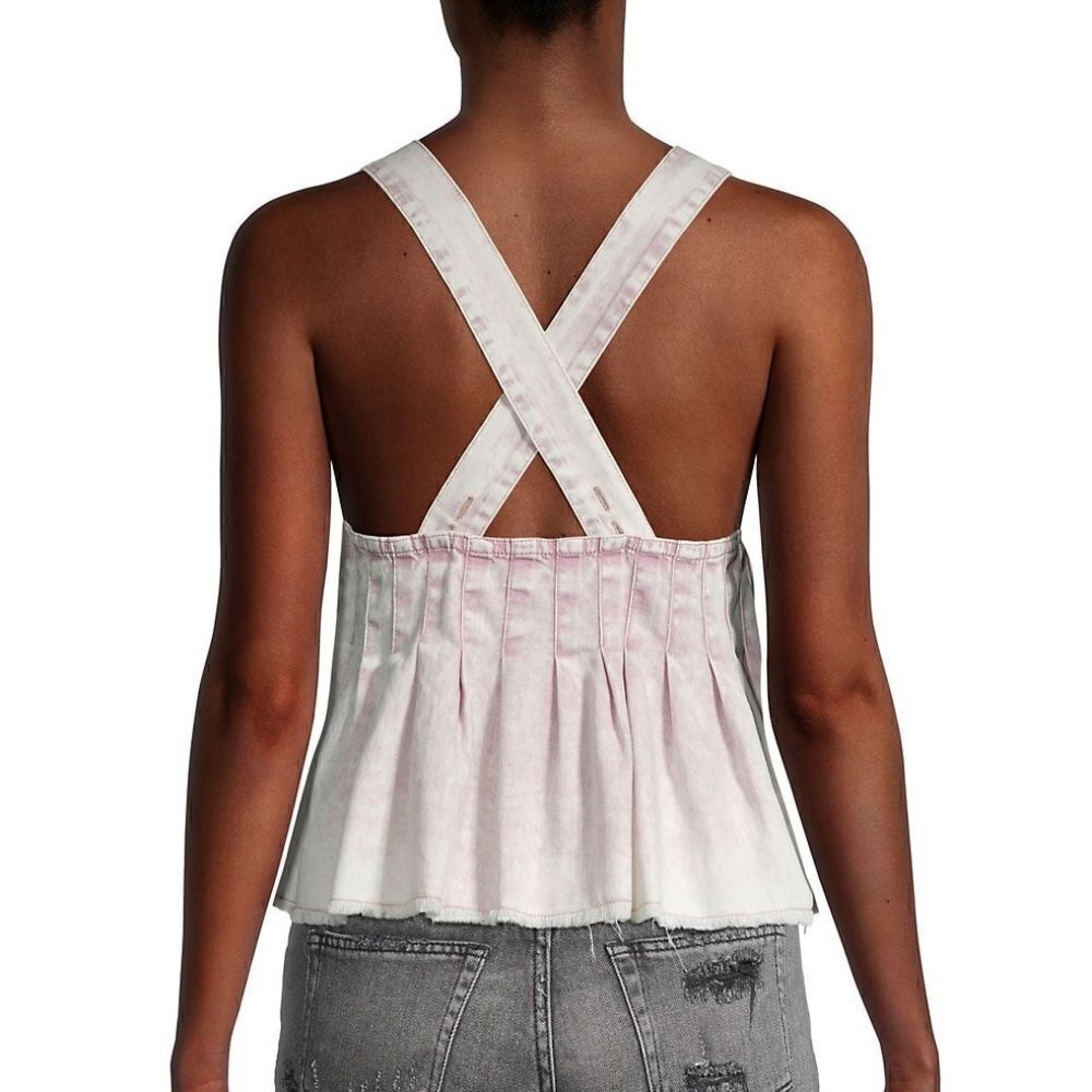 Free People Marina Pleated Denim Strappy Top - Picture 2 of 8